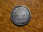 Scarce 1872h Newfoundland 20 Cent Coin Silver Vf  F2