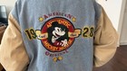 Vintage Disney Mickey Mouse Denim 1928 Bomber Varsity Jacket Disneyland Medium