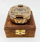 Brass Brunton Compass Nautical Makers To The Queen London 1920 With Wooden Box