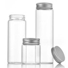 Luxury 5ml - 200ml Empty Transparent Glass Storage Bottle Aluminum Silver Caps