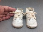 Vintage Leather Baby Infant Shoes Size 1 White Lace Up  Soft 1950s