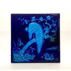 Victorian Minton Hollins Blue Glaze Moulded Majolica 8  Tile Peacock C1880 Ae1