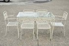 Vintage Victorian Grapevine Wrought Iron Garden Patio Dining Set - 7 Pc Set