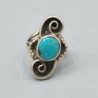 Vintage Navajo Sterling Silver Round Turquoise Curled Wire Ring Sz 5 75 5 5g