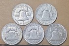 Junk 90  Siver Lot --  2 50 Face Value -- 5 - 90  Franklin Half Doliars