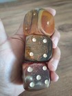 3 Pieces  Amber Bakelite  Huge Dice Vintage From Old Object