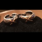 Vintage Silver Cuff Bracelet Gold X Hoop Earrings
