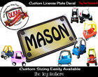 Personalize Custom License Plate Decal Sticker Fits Little Tikes Cozy Coupe Car