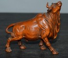 Chinese Antique Boxwood Carved Exquisite Cattle Statue Wooden Figurines Nice Art