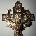 Vintage Crucifix Ihs Cross Jesus Ornate Filigree Brass Wall Hanging