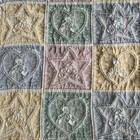 Handmade Teddy Bear Baby Quilt Pastel Crib Blanket Nursery 56x37 Vtg Cottagecore