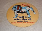 Vintage  Mack    trucks Buses Gasoline Diesel 11 3 4  Porcelain Metal Oil Dog Sign