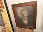 C1880 Antique Original Charcoal Portrait Vintage Art Drawing Old Oak Frame 24x20