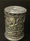 Vtg M t  Pewter Embossed Hummingbird Postage Stamp Roll Holder Silver Intricate
