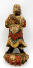 Antique Chinese Asian Polychrome Painted Carved Wood Statue Figurine