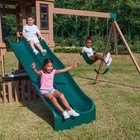 Backyard Wooden Swing Set Playset W 3 Slides Rock Wall Swings Playhouse Kidkraft