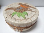 Lrg 6  d Antique Vintage Ottawa Birch Basket Quillbox - Ontario   Michigan