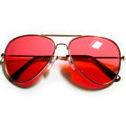 Red Lens Aviator Style Men Women Sunglasses Silver Metal Frame Shades Uv400
