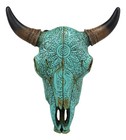 Ebros 10  Steer Bison Buffalo Cow Skull Turquoise Floral Lace Wall Decor Plaque