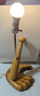 Vintage Wood Baseball Glove   Bat Desk Table Lamp Light W  Leather Laces 17 