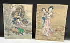 Two Chinese Or Japanese Vintage Landscape Paintings On Silk Of Beautiful Women