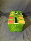 Rare  Marble Catalin Green Swirl Bakelite Poker Chip Caddy   Swirl Chips Vintage