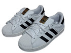 Adidas Originals Superstar C Kids Sneakers Size 2 White Black Leather Unisex New