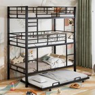 Metal Bed Frame Twin Size Bed Triple Bunk Bed With Trundle For Bedroom