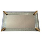 Vintage Etched Glass   Mirror Vanity Tray Brass Tone Accents  Hollywood Regency 