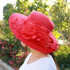 Women Wide Brim Kentucky Derby Church Sunhat Wedding Bridal Organza Tea Party