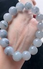 Grade A Black Chicken Type Jadeite Jade 12 8mm Beads Bracelet Bangle 0501