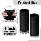 2 Pcs 9 Inch Long Wristbands Sweatbands Black Large Sweat Bands 