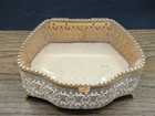 Vintage Hollywood Regency Style Gold Tone Ormolu And Glass Jewelry Trinket Box