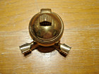 Antique   Cast Brass Deco Inkwell W 3 Legs  Hinged Lid And Glass Liner  4159