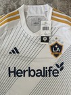 Authentic Adidas La Galaxy Mls Soccer Jersey Size L White Gold Navy