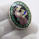 Vintage Italian Handmade Sterling Silver Rare Pill Snuff Trinket Box With Woman