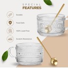 Vintage Glass Coffee Mugs  14oz Set Of 2 Embossed Tea Cups With 2 Stirring Spoon