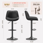 Bar Stools Set Of 3  Swivel Bar Chairs  Modern Adjustable Pu Leather Upholstered