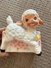 Vintage E o  Brody N-165 Lamb Planter Big Eye Nursery Pink Blue Japan Mcm