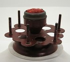 Antique Maroon Color Rotating Sewing Silk 6 Spool Holder   Pin Needle Cushion