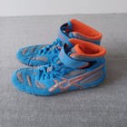 Asics J300y Aggressor Ii Wrestling Shoes Mens 12 Blue orange silver High Top