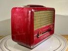 Rare 1950 Sentinel 1u335p Maroon Red Swirl With Gold Grille Portable Radio