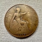 Great Britain George V Uk 1916 Bronze - Ddr Mint Error Weak Letter  Penny