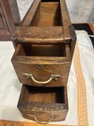 Antique Oak 2 Drawer Sewing Box Wood 17 x10 x6 