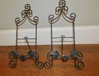 Lot 2 Easel Plate Holder Stand Display Black Copper Flower Leaf Photo Book Exc 