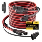 2pc 15ft Sae To Sae Extension Cable 16 Awg Pure Copper Cord Wire For Solar Panel