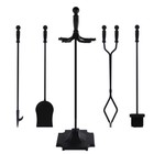 5pcs Fireplace Tools Wrought Iron Large Fire Tool Set And Holder W black Handles