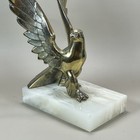 Vintage Art Deco Style Brass Eagle Bookend On Marble Base 7  Tall