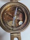 Vintage India Brass Burton Nautical Geological Compass   Amazing Patina  Works  