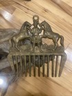 Vintage Brass Horse Tail And Mane Comb - Jockey With Horses